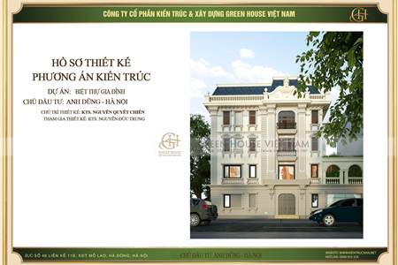 Thi công mẫu biệt thự gia đình 3 tầng phong cách tân cổ điển tại Hà Nội