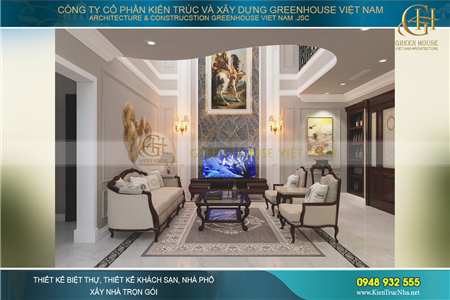 Mẫu thiết kế nội thất biệt thự tân cổ điển 2 tầng