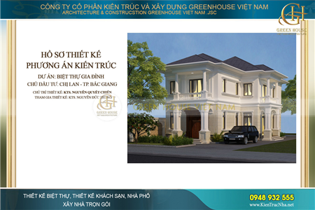 Thiết kế biệt thự tân cổ điển 2 tầng đơn giản nhẹ nhàng tại Bắc Giang