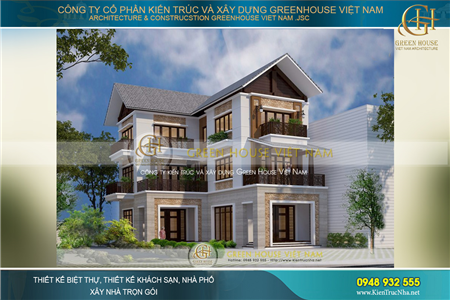 Thiết kế biệt thự hiện đại 3 tầng mái Thái