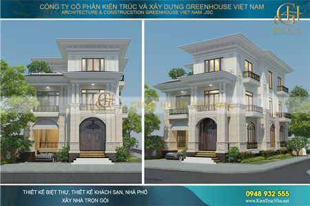 Biệt thự tân cổ điển 3 tầng mái bằng