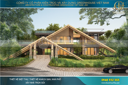 Mẫu biệt thự hiện đại 2 tầng hình tam giác diện tích 300m2