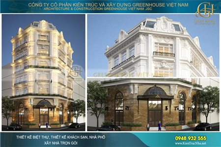 Mẫu biệt thự phố kết hợp kinh doanh 6 tầng 3 mặt tiền