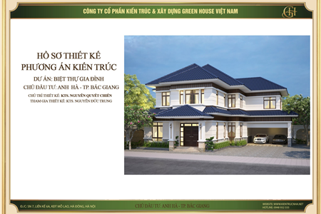 Thiết kế biệt thự tân cổ điển 2 tầng mái thái đơn giản tại Bắc Giang