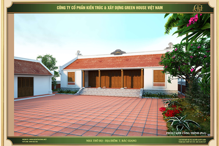 Mẫu thiết kế nhà thờ họ 3 gian 2 mái đẹp kết hợp nhà ở tại Quảng Ninh