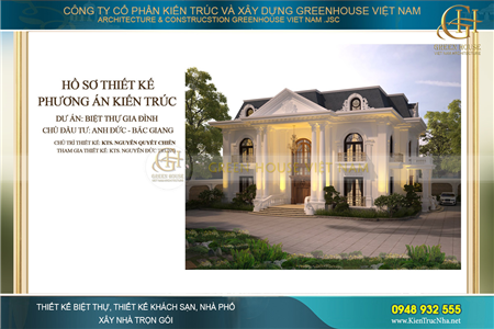 2 phương án thiết kế biệt thự tân cổ điển 2 tầng 1 tum tại Bắc Giang