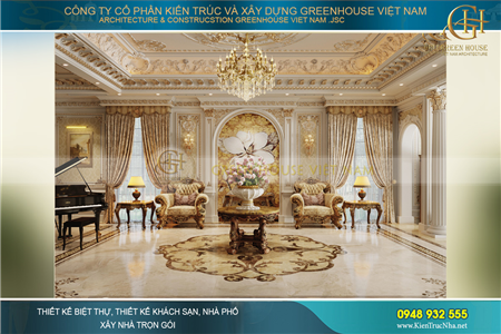Mẫu thiết kế nội thất dinh thự cổ điển 2 tầng 700m2