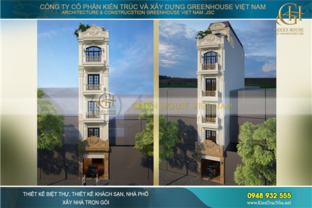 Thiết kế nhà phố tân cổ điển 5 tầng mặt tiền 4,5m