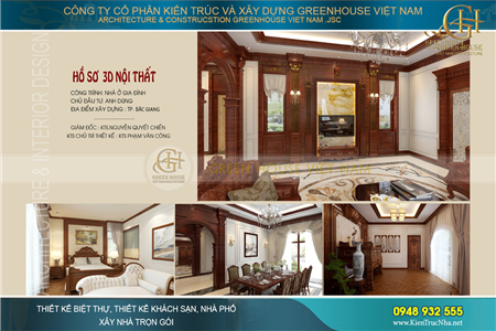 Mẫu thiết kế nội thất tân cổ điển biệt thự 3 tầng