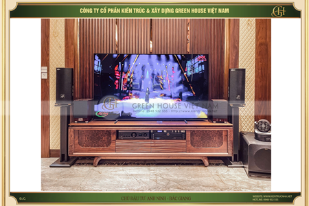 Mẫu thiết kế nội thất phòng khách gỗ óc chó hiện đại, sang trọng- CĐT Anh Ninh tại Bắc Giang