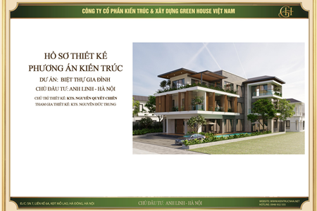 Mẫu thiết kế biệt thự gia đình phong cách hiện đại cho anh Linh tại Hà Nội