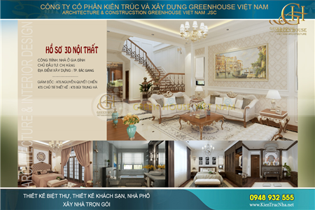 Thiết kế nội thất nhà phố tân cổ điển 180m2 mặt tiền 5m