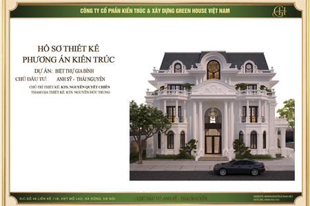 Biệt thự 3 tầng đẹp đẳng cấp tại Thái Nguyên - Kiến trúc tân cổ điển