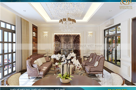 Mẫu thiết kế nội thất biệt thự phố tân cổ điển 4 tầng