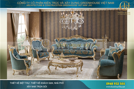 Set sofa bọc nhung tân cổ điển