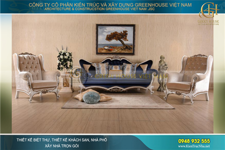 Set sofa tân cổ điển xanh - trắng