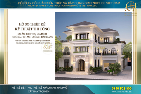 Dự án biệt thự 3 tầng tân cổ điển nhà Anh Cường tại Bắc Giang