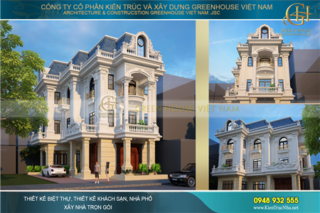 Mẫu biệt thự mini 3 tầng tân cổ điển 150m2