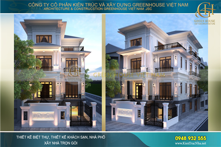 Mẫu biệt thự tân cổ điển 4 tầng mặt tiền 17m