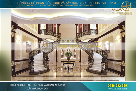 Thiết kế nội thất biệt thự tân cổ điển 3 tầng 1200m2