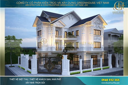 Thiết kế biệt thự lô góc tân cổ điển 2 mặt tiền diện tích 280m2