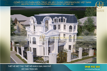 Thiết kế biệt thự cổ điển 3 tầng 1 tum 20 x 21m