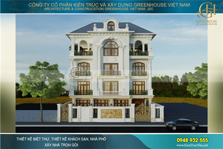 Mẫu biệt thự sân vườn tân cổ điển 4 tầng đẹp
