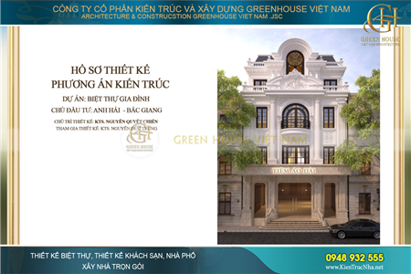 Thiết kế biệt thự tân cổ điển 3 tầng kết hợp kinh doanh tiệm áo dài