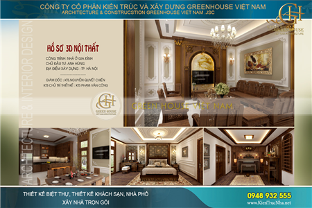 Thiết kế nội thất biệt thự tân cổ điển 3 tầng nội thất gỗ